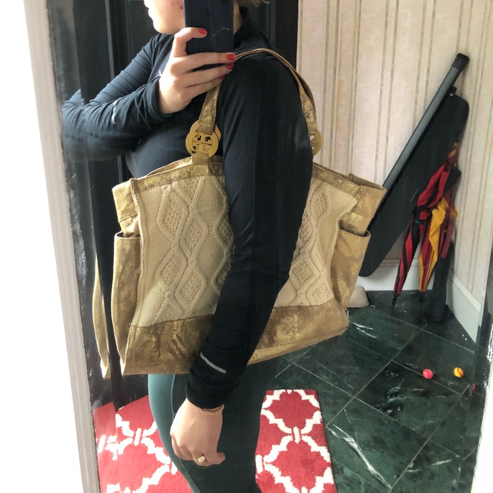 Tory Burch Sweater Tote in Cream